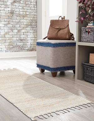 Natural 3' x 10' Chindi Jute Runner Rug
