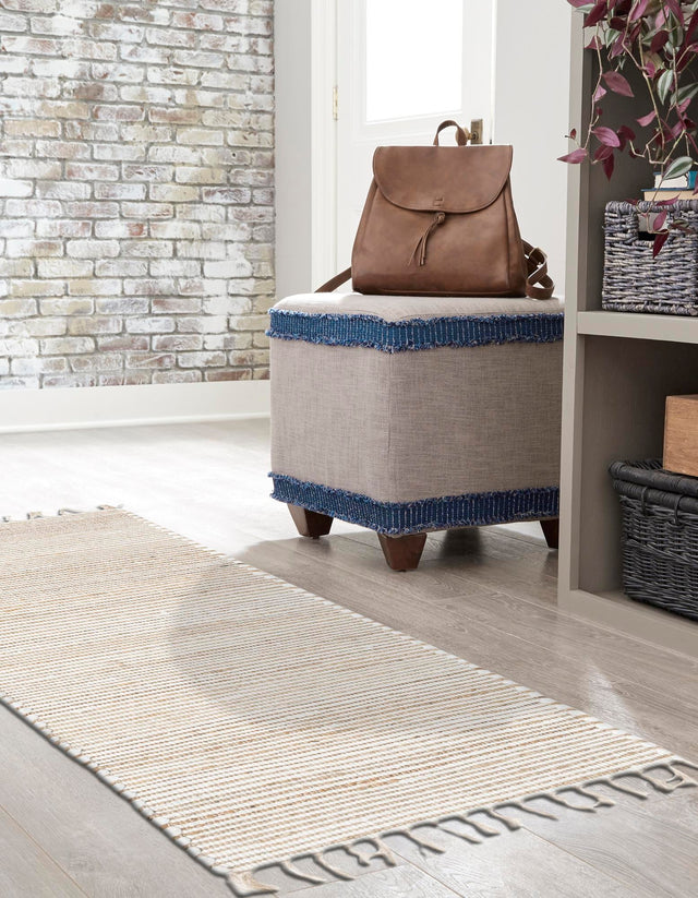 Natural 3' x 10' Chindi Jute Runner Rug