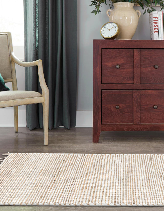 Natural 3' x 10' Chindi Jute Runner Rug