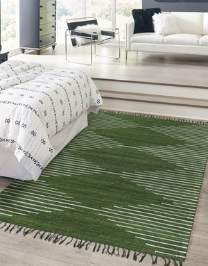 Green 2' x 3' 1 Chindi Cotton Rectangle Area Rug Interior Design Home Decor Carpet Mat for Sale at Rug Engine