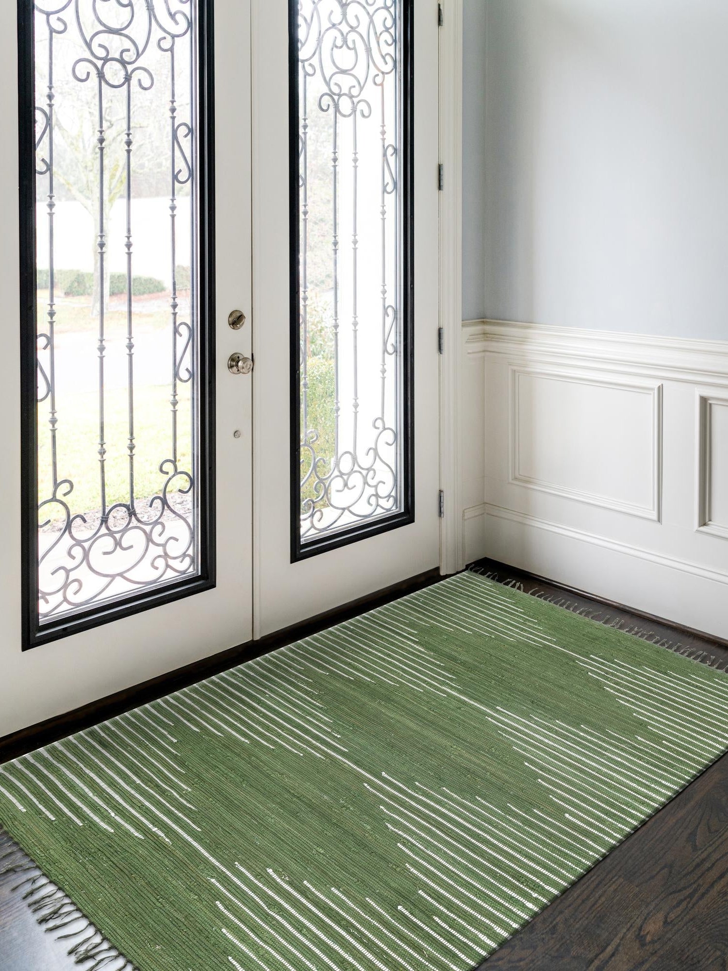 Green 7' 1 x 10' Chindi Cotton Rectangle Area Rug Interior Design Home Decor Carpet Mat for Sale at Rug Engine