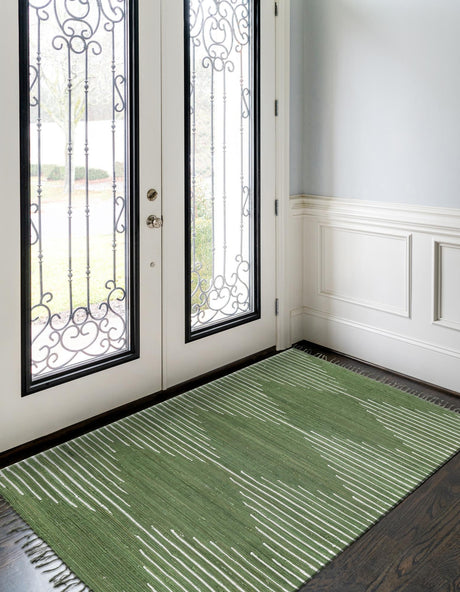 Green 7' 1 x 10' Chindi Cotton Rectangle Area Rug Interior Design Home Decor Carpet Mat for Sale at Rug Engine