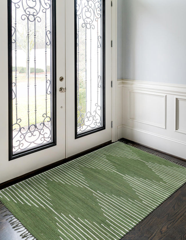 Green 5' 1 x 8' Chindi Cotton Rectangle Rug