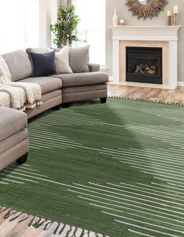 Green 5' 1 x 8' Chindi Cotton Rectangle Rug
