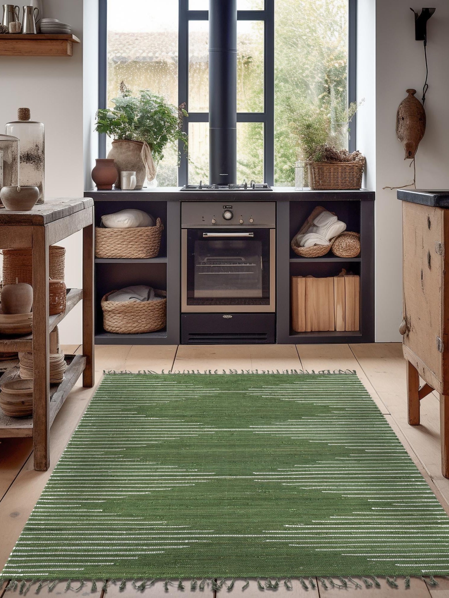 Green 2' x 3' 1 Chindi Cotton Rectangle Area Rug Interior Design Home Decor Carpet Mat for Sale at Rug Engine