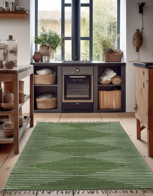 Green 5' 1 x 8' Chindi Cotton Rectangle Rug