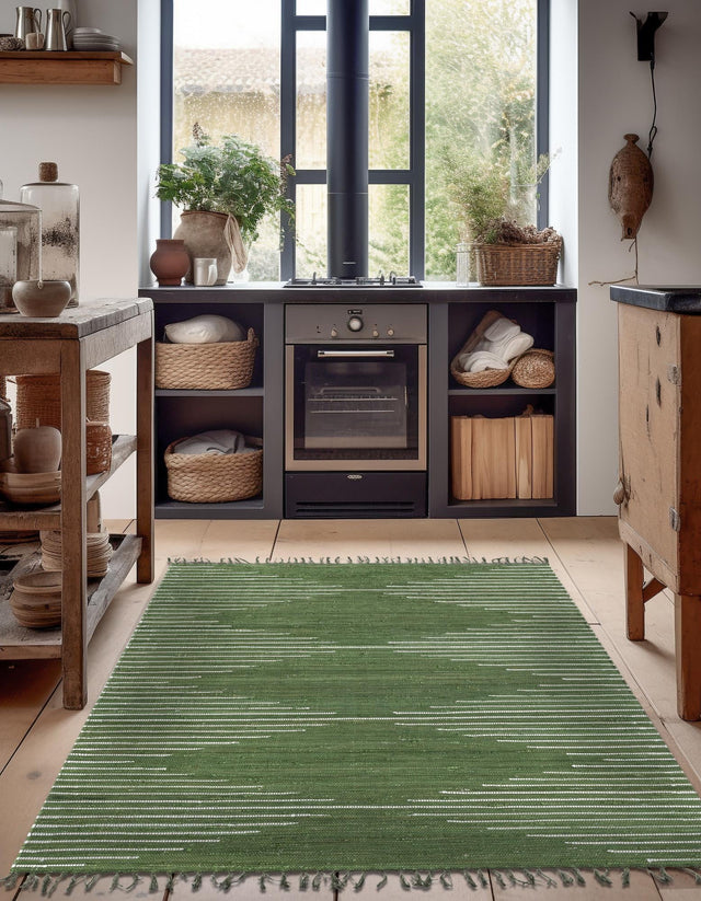 Green 9' x 12' Chindi Cotton Rectangle Rug