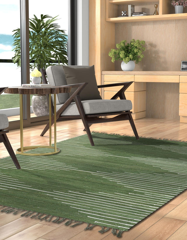 Green 5' 1 x 8' Chindi Cotton Rectangle Rug