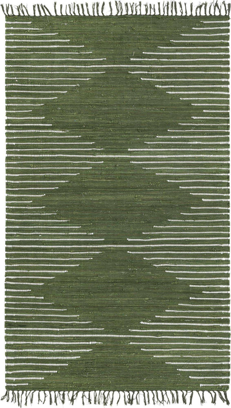 Green 5' 1 x 8' Chindi Cotton Rectangle Rug