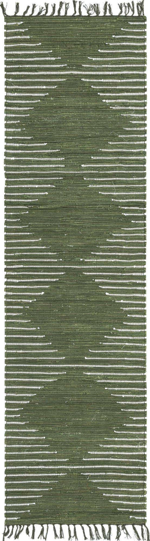 Green 3' x 10' Chindi Cotton Runner Rug