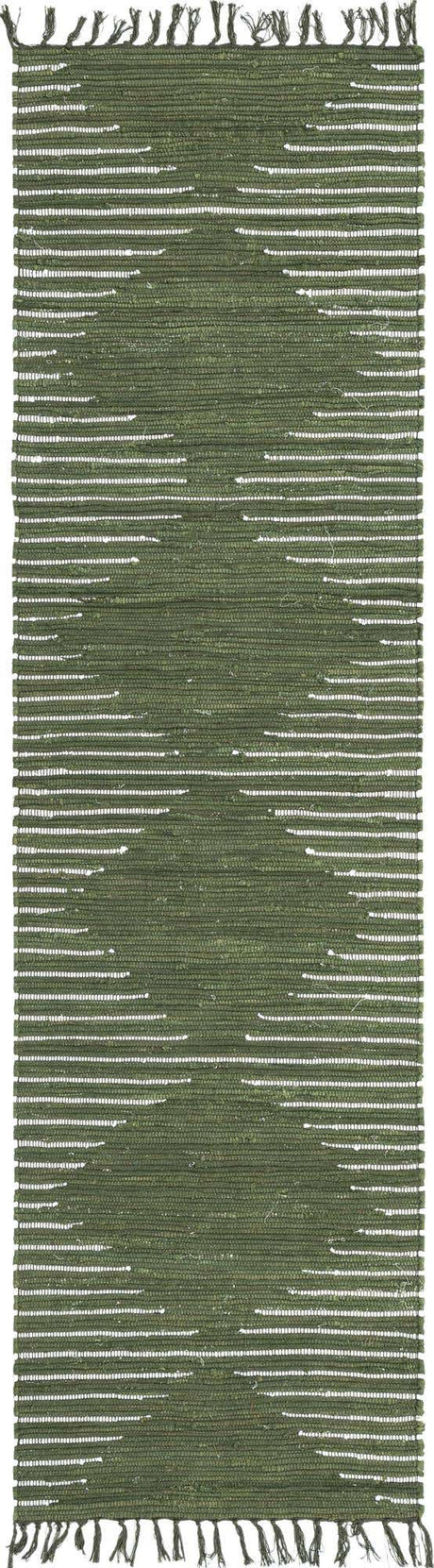 Green 3' x 10' Chindi Cotton Runner Rug