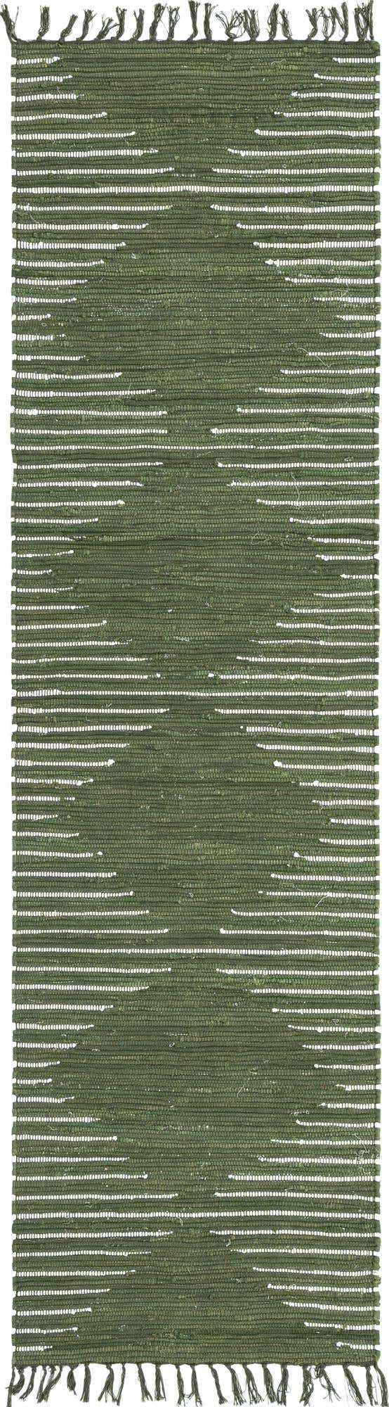 Green 3' x 10' Chindi Cotton Runner Rug