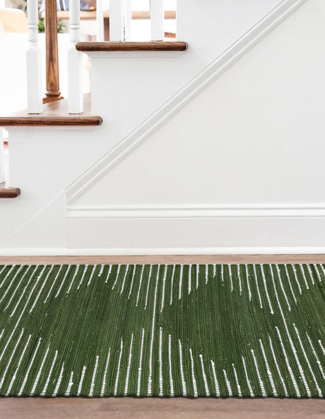 Green 2' 7 x 10' Chindi Cotton Runner Area Rug Interior Design Home Decor Carpet Mat for Sale at Rug Engine