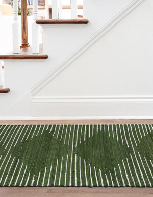 Green 2' 2 x 6' 1 Chindi Cotton Runner Rug
