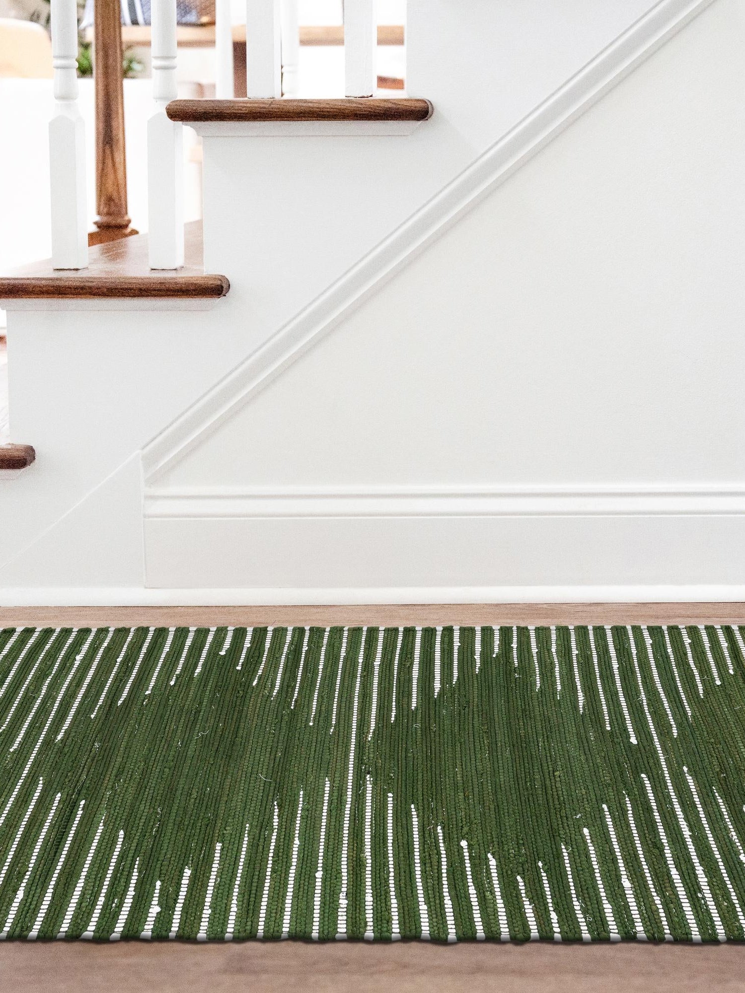Green 2' 7 x 13' 1 Chindi Cotton Runner Area Rug Interior Design Home Decor Carpet Mat for Sale at Rug Engine