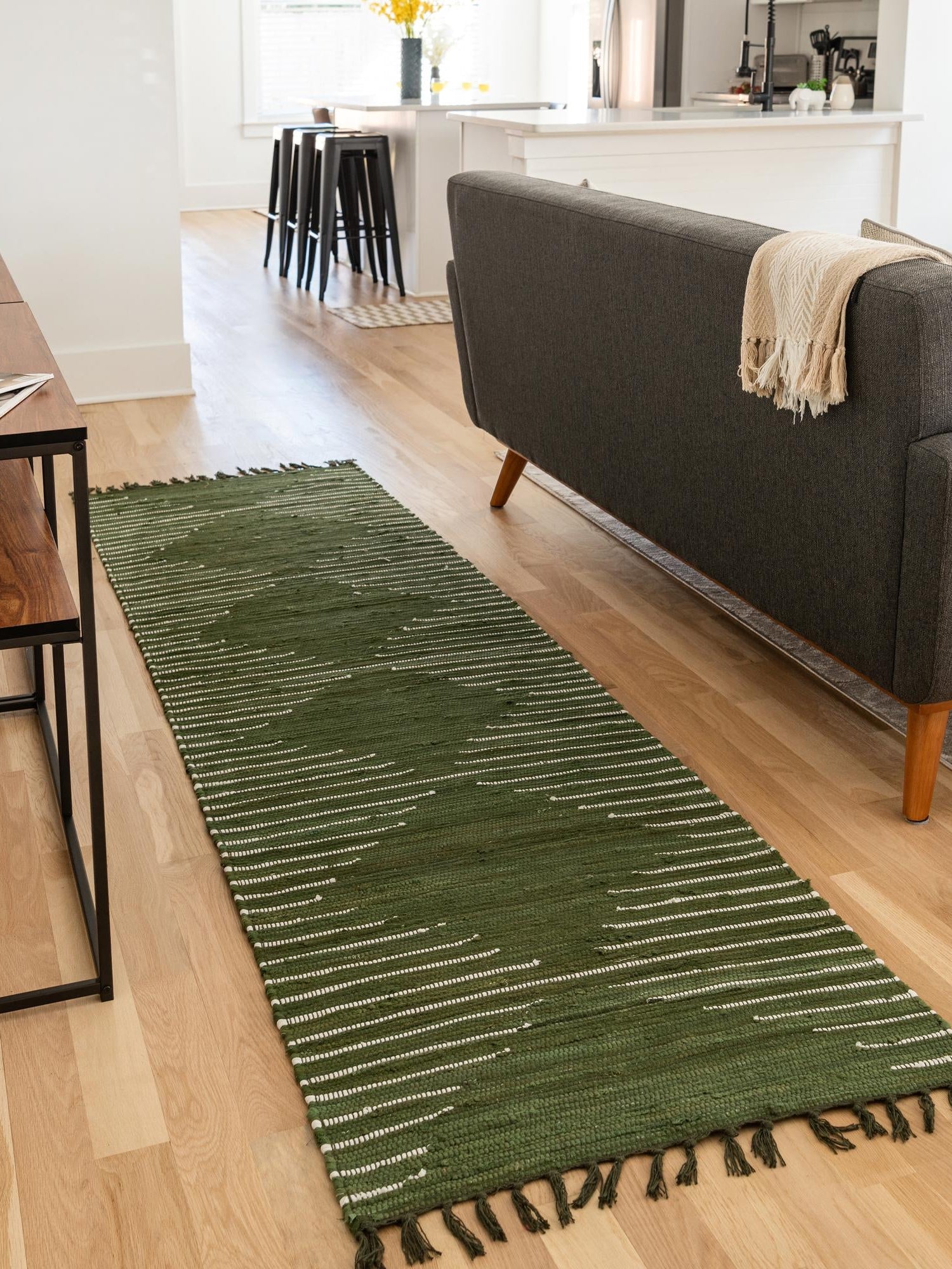 Green 2' 11 x 16' 1 Chindi Cotton Runner Area Rug Interior Design Home Decor Carpet Mat for Sale at Rug Engine