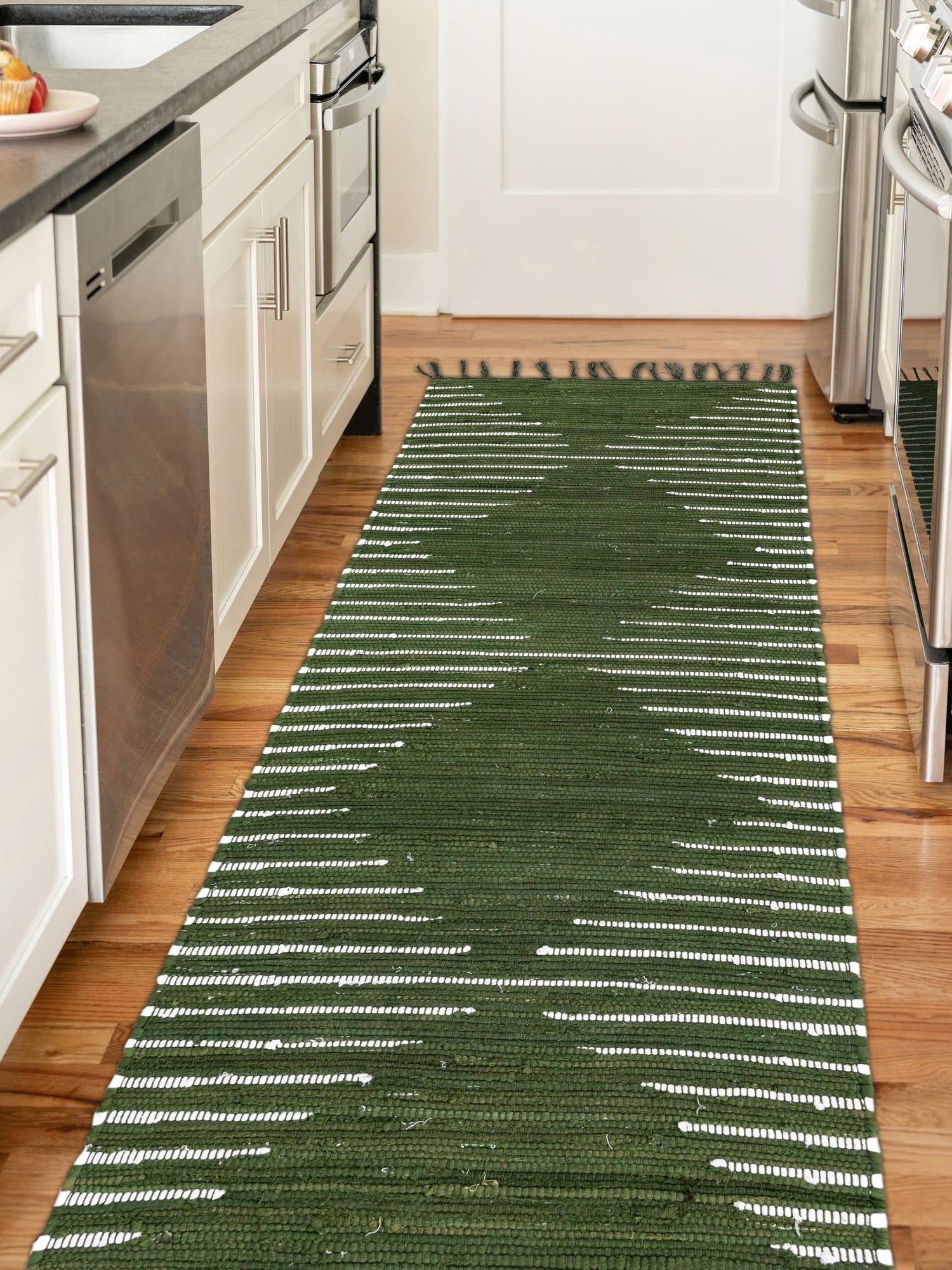 Green 2' x 8' Chindi Cotton Runner Area Rug Interior Design Home Decor Carpet Mat for Sale at Rug Engine