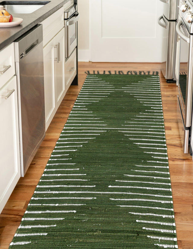 Green 2' 2 x 6' 1 Chindi Cotton Runner Rug