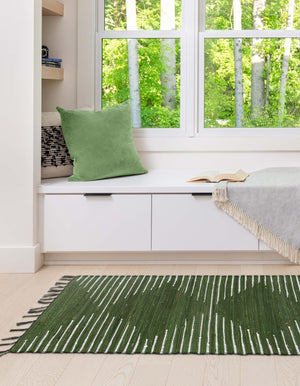 Green 2' 7 x 13' 1 Chindi Cotton Runner Area Rug Interior Design Home Decor Carpet Mat for Sale at Rug Engine
