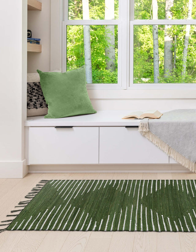 Green 3' x 16' 1 Chindi Cotton Runner Rug