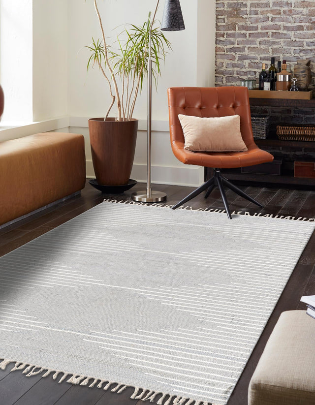 Light Gray 10' x 14' 1 Chindi Cotton Rectangle Rug