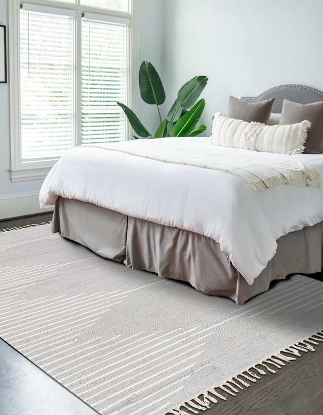 Light Gray 5' 1 x 8' Chindi Cotton Rectangle Rug