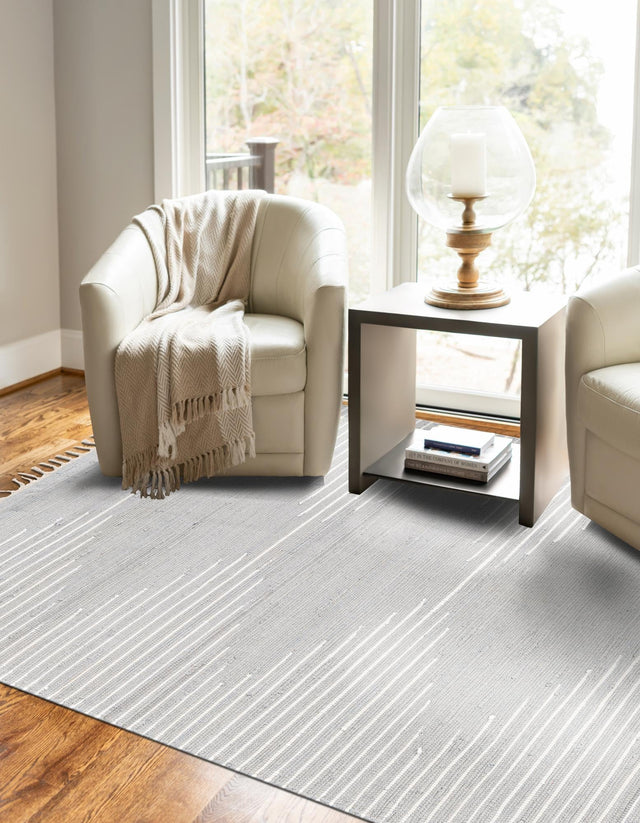 Light Gray 5' 1 x 8' Chindi Cotton Rectangle Rug