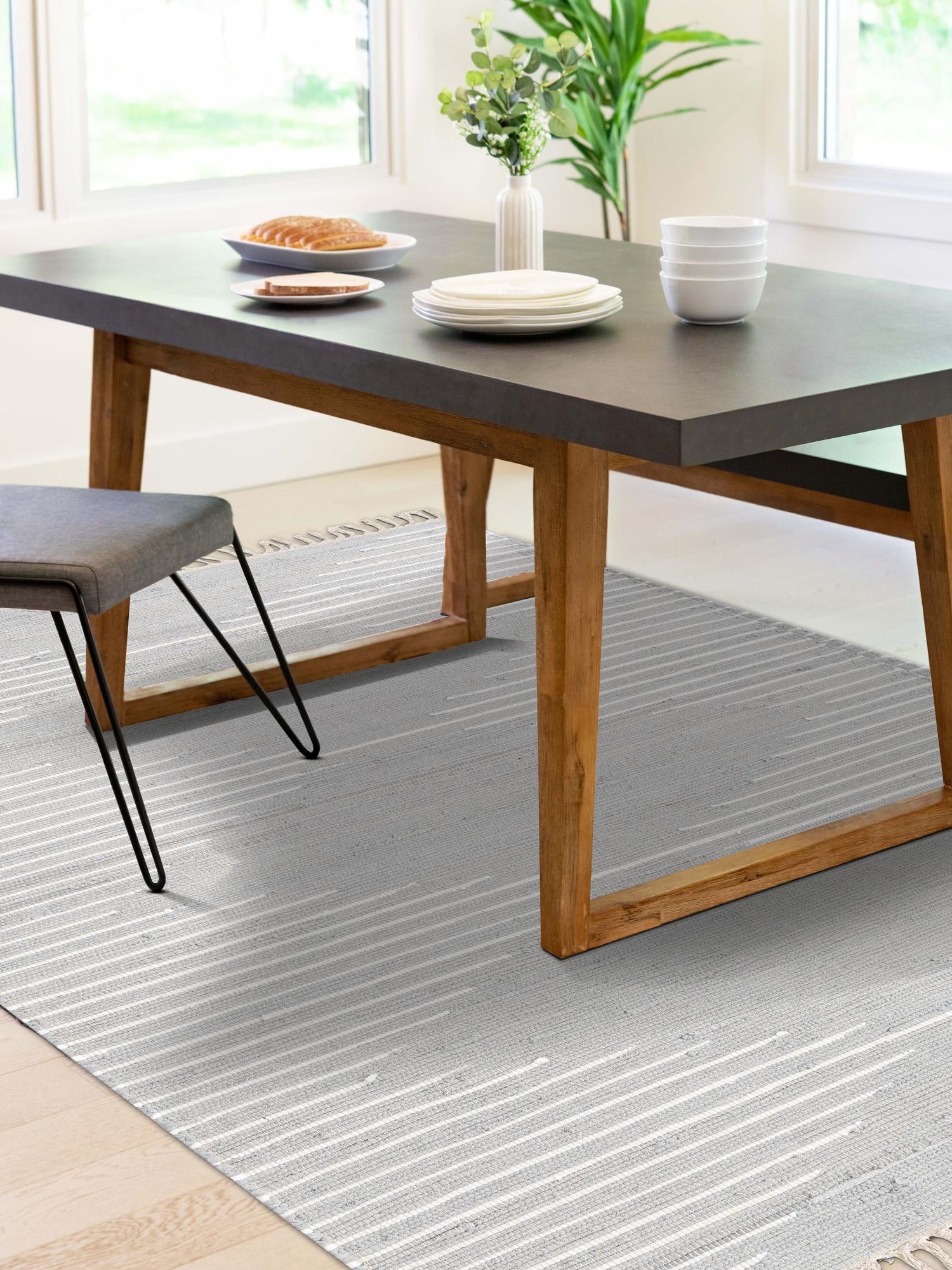 Light Gray 7' 10 x 10' Chindi Cotton Rectangle Area Rug Interior Design Home Decor Carpet Mat for Sale at Rug Engine