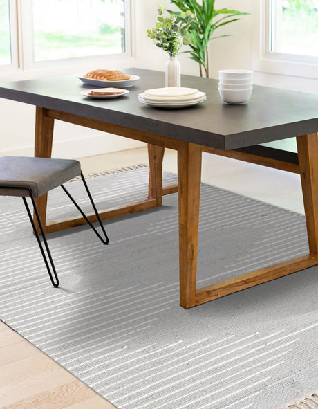 Light Gray 7' 10 x 10' Chindi Cotton Rectangle Area Rug Interior Design Home Decor Carpet Mat for Sale at Rug Engine