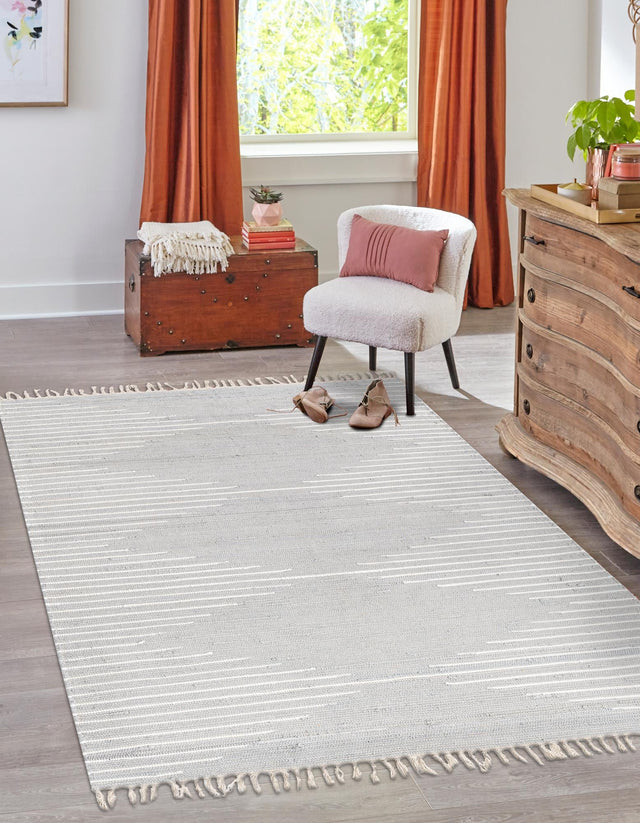 Light Gray 5' 1 x 8' Chindi Cotton Rectangle Rug