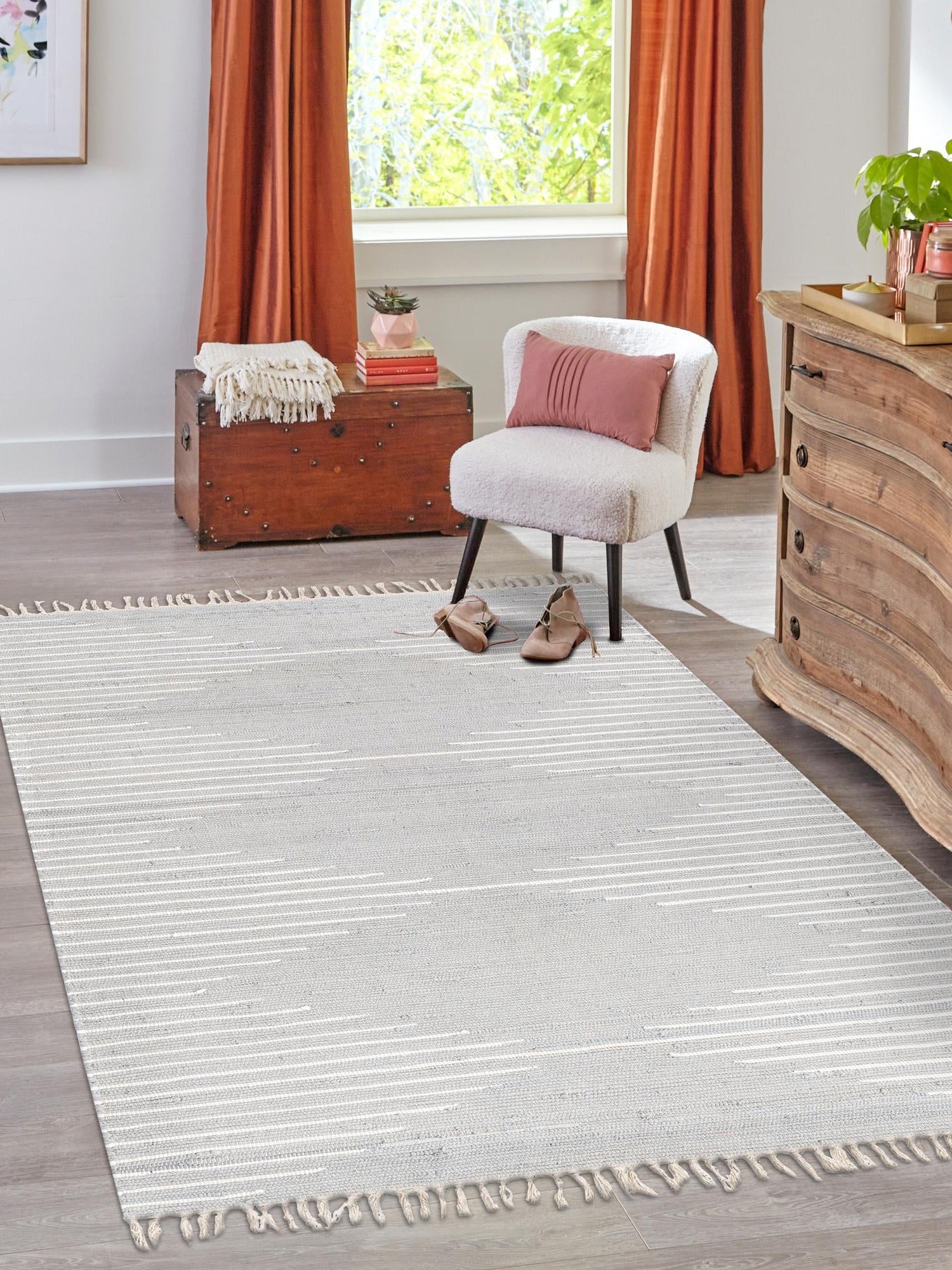 Light Gray 7' 10 x 10' Chindi Cotton Rectangle Area Rug Interior Design Home Decor Carpet Mat for Sale at Rug Engine