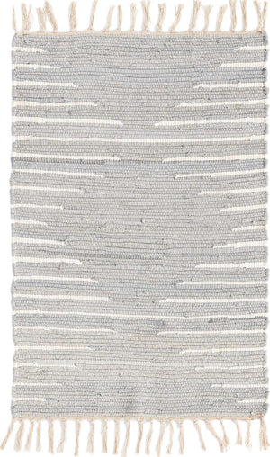 Light Gray 2' x 3' 1 Chindi Cotton Rectangle Rug