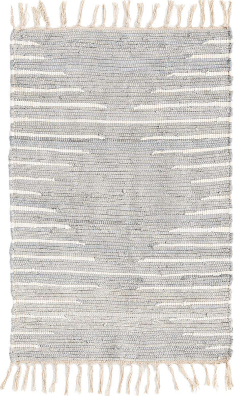Light Gray 2' x 3' 1 Chindi Cotton Rectangle Rug