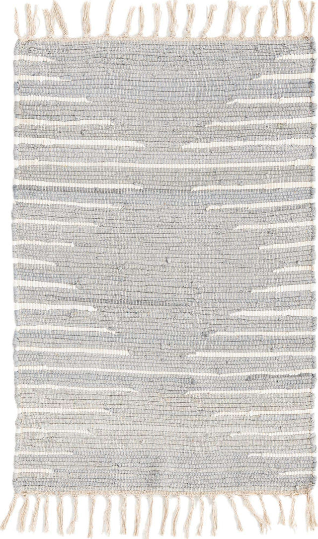 Light Gray 2' x 3' 1 Chindi Cotton Rectangle Rug