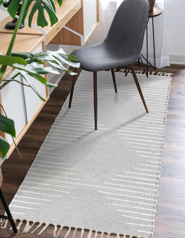 Light Gray 2' 2 x 6' 1 Chindi Cotton Runner Rug