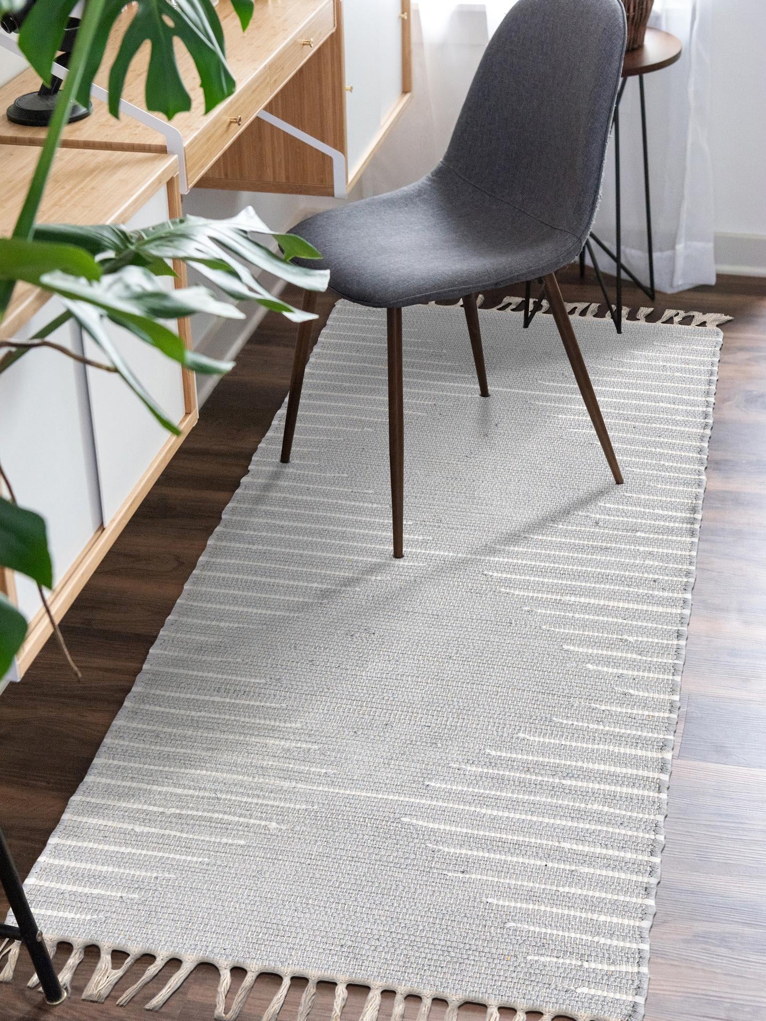 Light Gray 2' 7 x 13' 1 Chindi Cotton Runner Area Rug Interior Design Home Decor Carpet Mat for Sale at Rug Engine