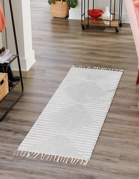 Light Gray 2' 11 x 16' 1 Chindi Cotton Runner Area Rug Interior Design Home Decor Carpet Mat for Sale at Rug Engine