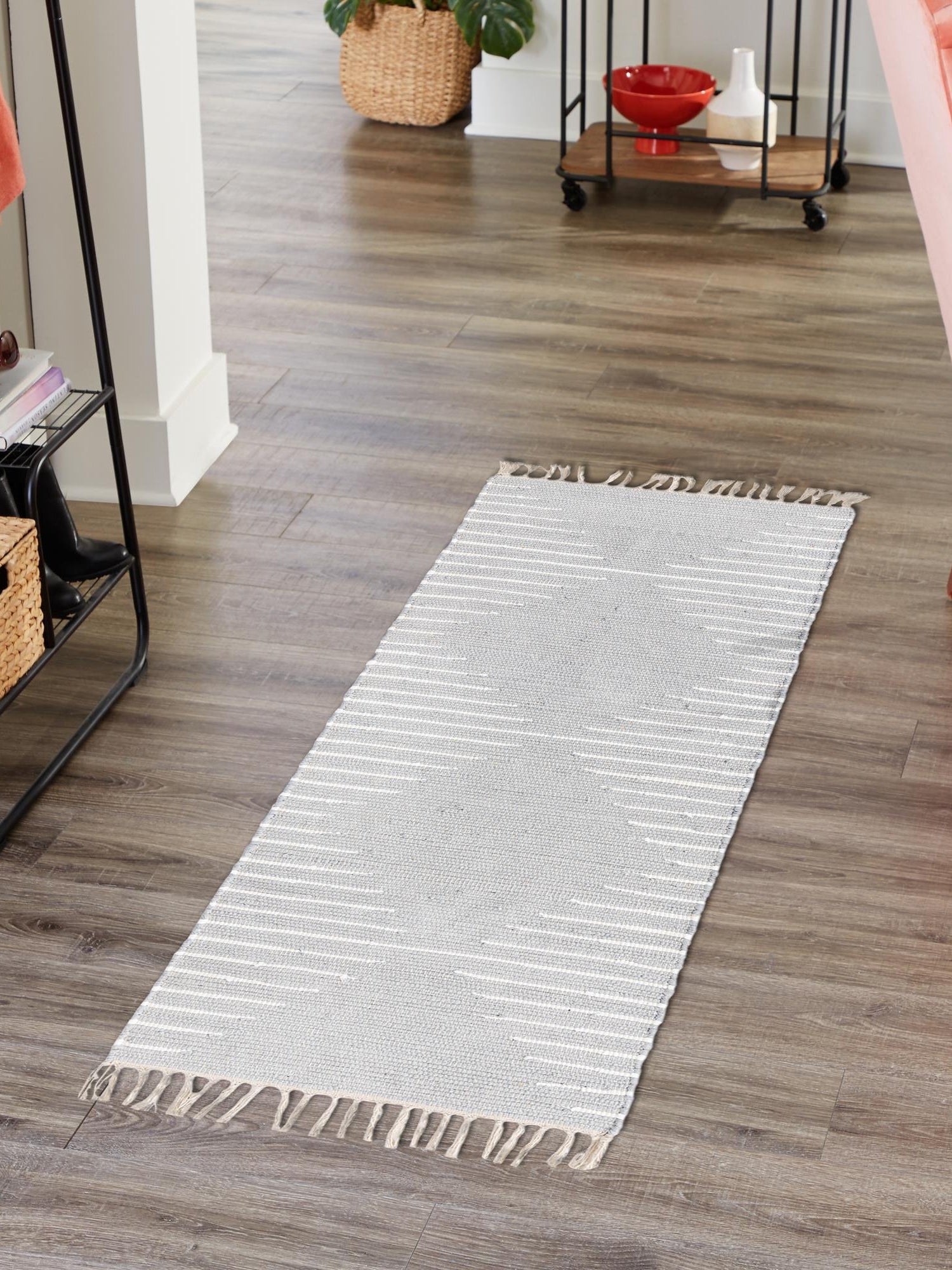 Light Gray 2' 7 x 10' Chindi Cotton Runner Area Rug Interior Design Home Decor Carpet Mat for Sale at Rug Engine