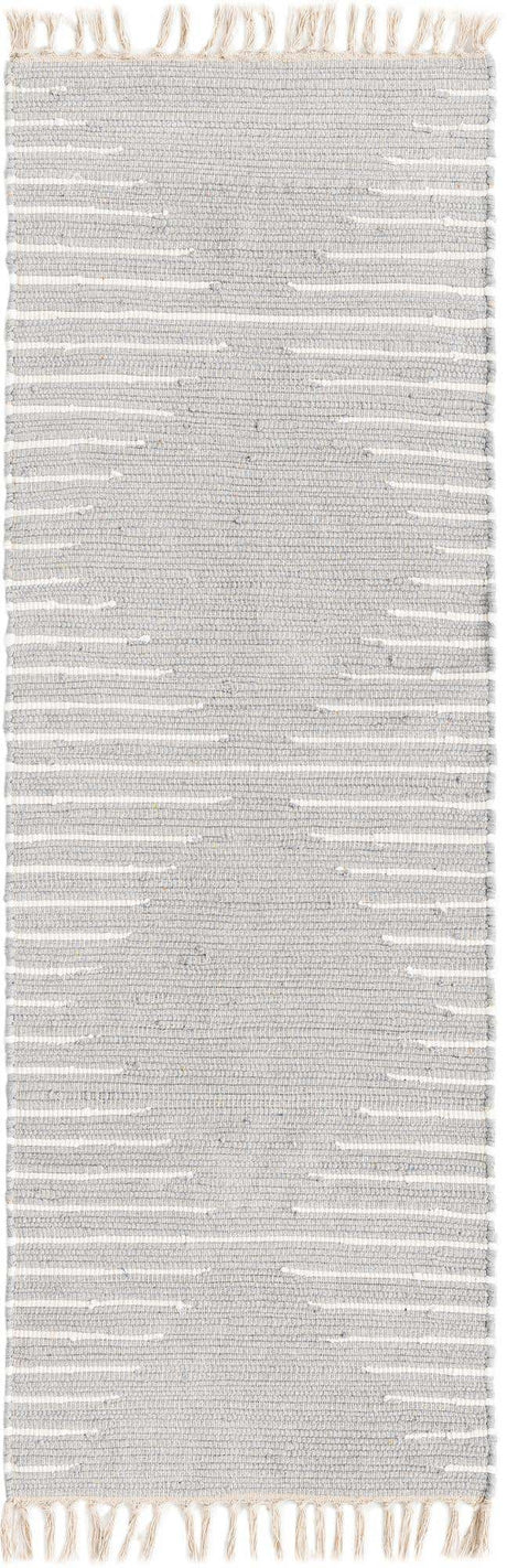 Light Gray 2' 2 x 6' 1 Chindi Cotton Runner Rug