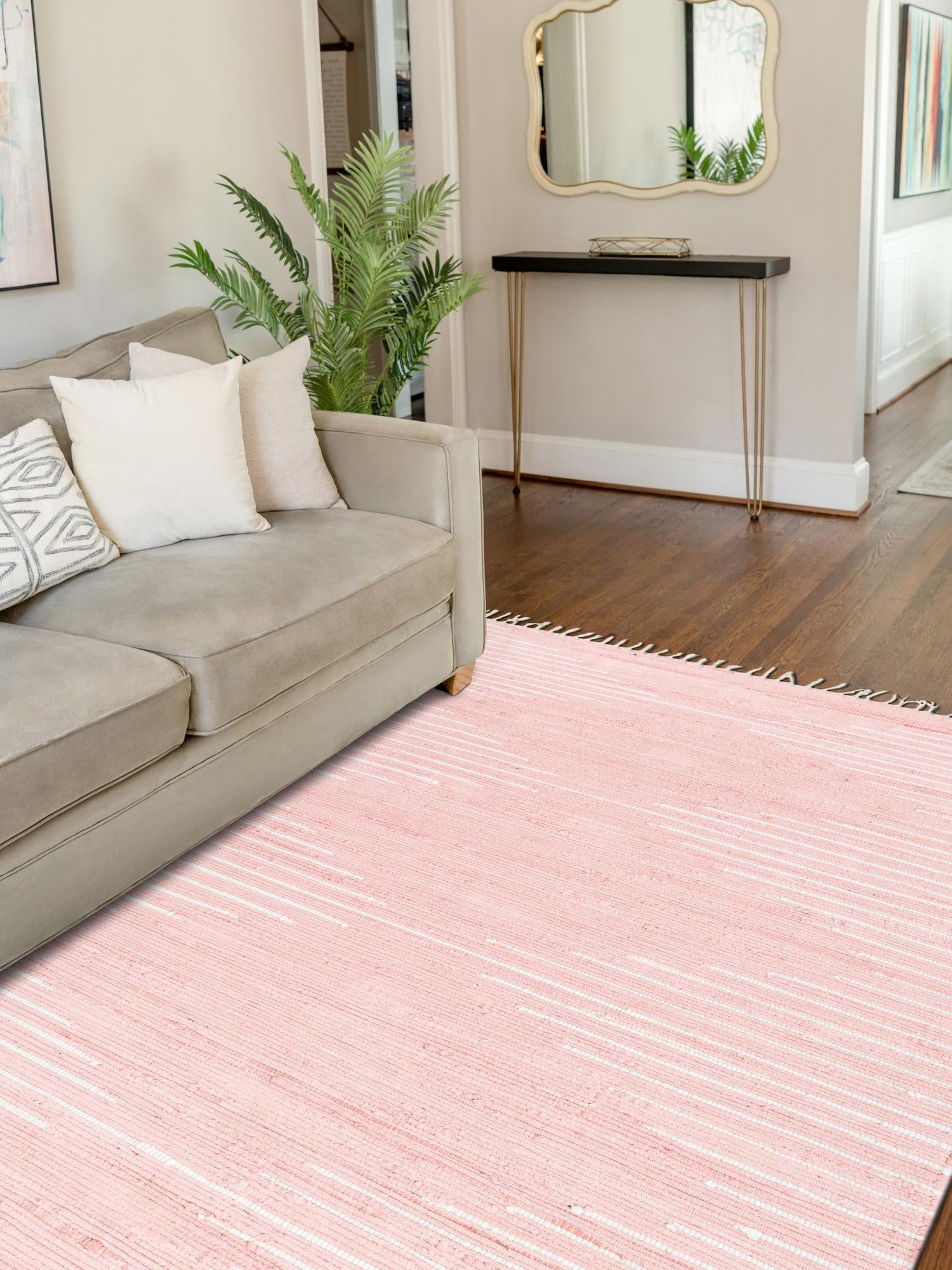 Rose 6' 1 x 9' Chindi Cotton Rectangle Area Rug Interior Design Home Decor Carpet Mat for Sale at Rug Engine