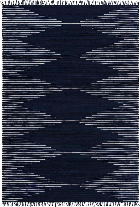 Navy Blue 10' x 14' 1 Chindi Cotton Rectangle Rug