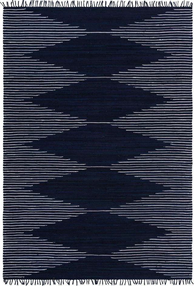 Navy Blue 10' x 14' 1 Chindi Cotton Rectangle Rug