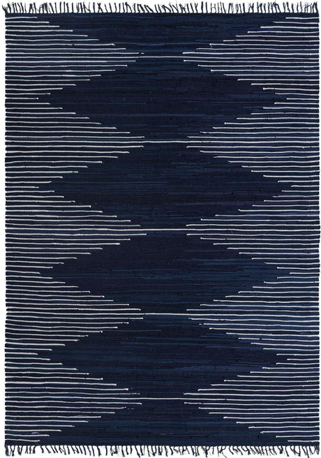 Navy Blue 9' x 12' Chindi Cotton Rectangle Rug