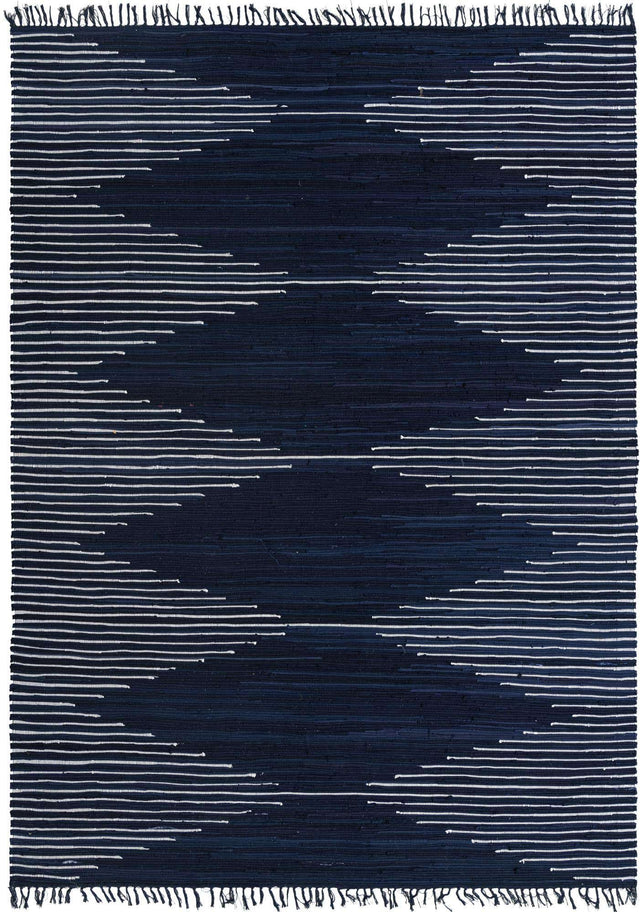 Navy Blue 9' x 12' Chindi Cotton Rectangle Rug