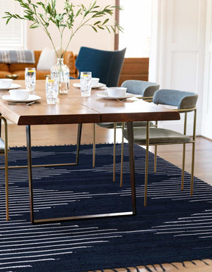 Navy Blue 5' 1 x 8' Chindi Cotton Rectangle Rug