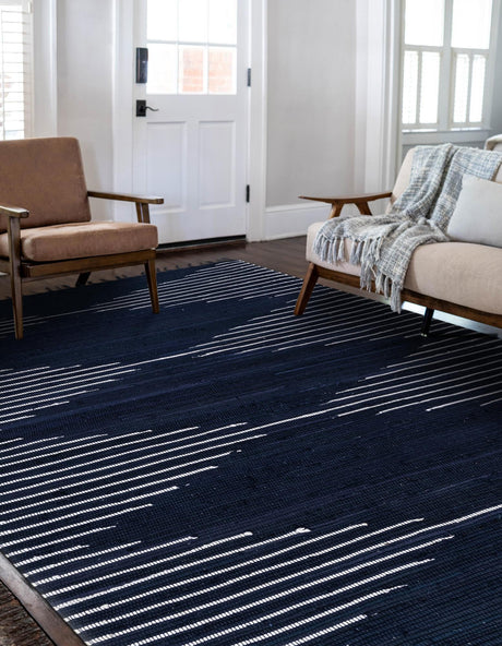 Navy Blue 3' 3 x 5' 1 Chindi Cotton Rectangle Area Rug Interior Design Home Decor Carpet Mat for Sale at Rug Engine