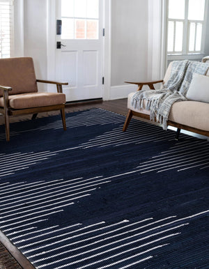 Navy Blue 5' 1 x 8' Chindi Cotton Rectangle Rug