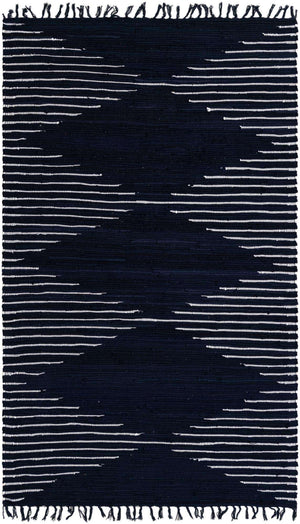 Navy Blue 5' 1 x 8' Chindi Cotton Rectangle Rug