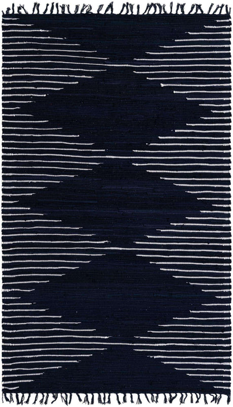 Navy Blue 5' 1 x 8' Chindi Cotton Rectangle Rug