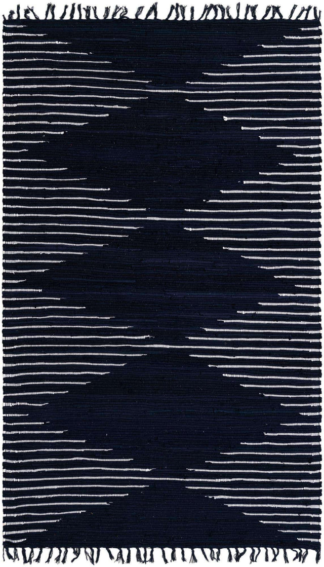 Navy Blue 5' 1 x 8' Chindi Cotton Rectangle Rug